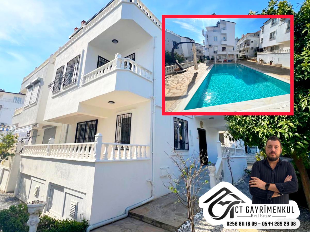 DİDİM'DE SATILIK 4+1 AYRI MUTFAK MÜSTAKİL GİRİŞLİ HAVUZLU SİTEDE TRİPLEX VİLLA